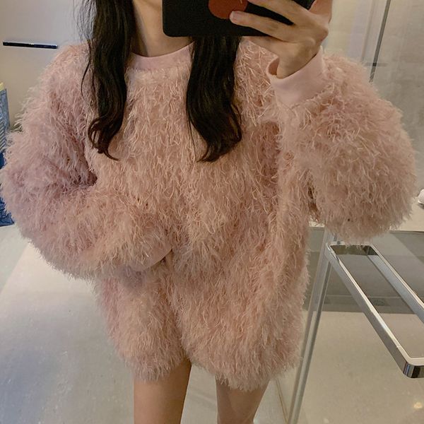 lazy bangs flashlight sleeves furry nightgown elegant female winter sweater casual korean pullovers pull femme jumper, White;black
lazy bangs flashlight sleeves furry nightgown elegant female winter sweater casual korean pullovers pull femme jumper, White;black