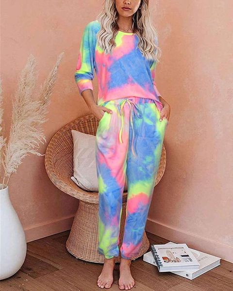 women's tracksuits lounge wear two piece set pants o neck tie dye women tracksuit casual oversized suit female summer 2021 pullover mat, Gray 
women's tracksuits lounge wear two piece set pants o neck tie dye women tracksuit casual oversized suit female summer 2021 pullover mat, Gray