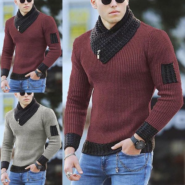 men's sweaters 1pcs casual slim knit sweater pullover long sleeve scarf collar color-block autumn and winter, White;black
men's sweaters 1pcs casual slim knit sweater pullover long sleeve scarf collar color-block autumn and winter, White;black