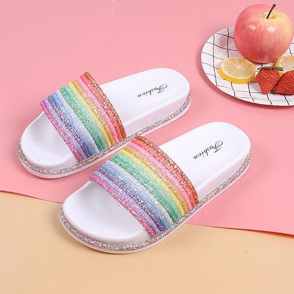 slippers glitter crystal rainbow luxury female shoe pvc rebound diamon bordered beach platform, Black
slippers glitter crystal rainbow luxury female shoe pvc rebound diamon bordered beach platform, Black