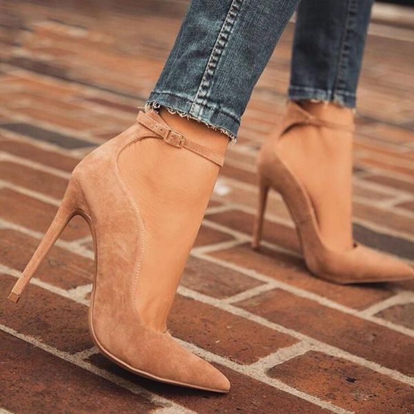 women flock pumps heel high buckle strap autumn thin elegant pointed toe party wedding sapato salto feminino dress shoes, Black
women flock pumps heel high buckle strap autumn thin elegant pointed toe party wedding sapato salto feminino dress shoes, Black