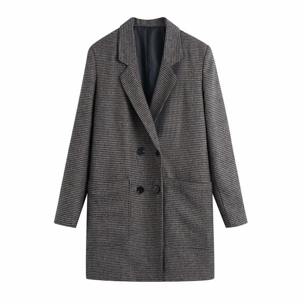 women autumn winter plaid wool & blends coats double breasted long sleeve female elegant casual street outerwear overcoat 210513, Black
women autumn winter plaid wool & blends coats double breasted long sleeve female elegant casual street outerwear overcoat 210513, Black