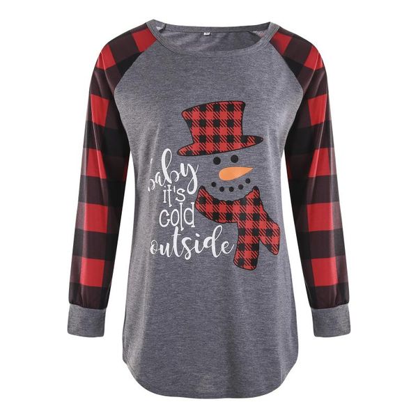 women's t-shirt 2021 european and american fashion trendy autumn winter round neck lattice christmas top, White
women's t-shirt 2021 european and american fashion trendy autumn winter round neck lattice christmas top, White