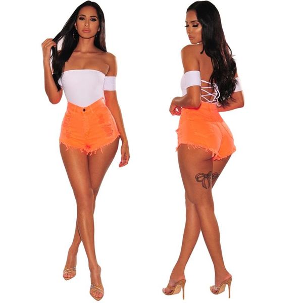 women's shorts summer orange red personality high-waist casual holes washed distressed denim pants wholesale, White;black
women's shorts summer orange red personality high-waist casual holes washed distressed denim pants wholesale, White;black