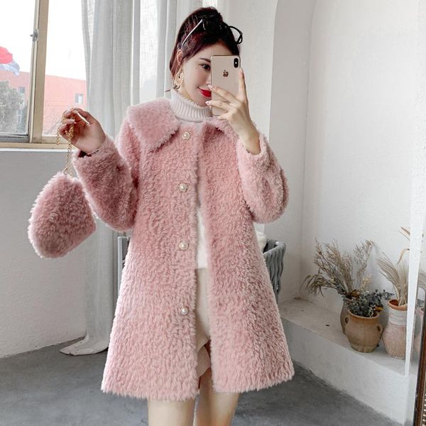 women's fur & faux women 2021 winter real coat sheep shearing jacket female turndown collar ladies elegant genuine wool outwear x731, Black
women's fur & faux women 2021 winter real coat sheep shearing jacket female turndown collar ladies elegant genuine wool outwear x731, Black
