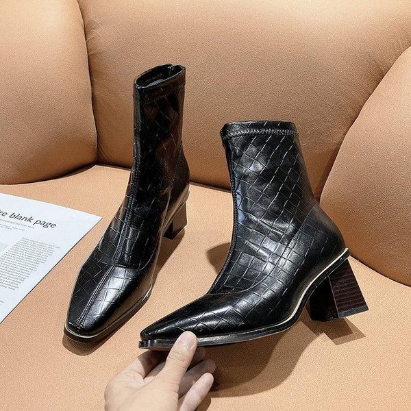 boots brand fashion embossed pu leather women ankle pointed toe western cowboy wedges female zapatos mujer, Black
boots brand fashion embossed pu leather women ankle pointed toe western cowboy wedges female zapatos mujer, Black