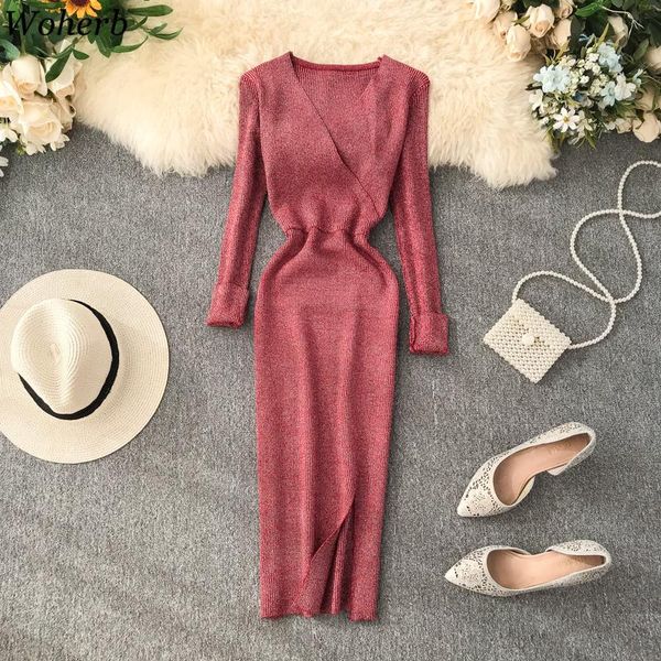 woherb autumn women glitter knitted dress v-neck long pencil dresses 2021 modis vintage korean patry vestido casual, Black;gray
woherb autumn women glitter knitted dress v-neck long pencil dresses 2021 modis vintage korean patry vestido casual, Black;gray