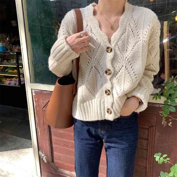spring autumn women's cardigan korean hollow wave edge loose sweater solid color casual knitted gx744 210507, White;black
spring autumn women's cardigan korean hollow wave edge loose sweater solid color casual knitted gx744 210507, White;black