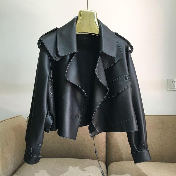 women's leather & faux dong jiang thin film paragraphs with short fur loose 100% sheepskin small business suit female sheep motorcycle, Black
women's leather & faux dong jiang thin film paragraphs with short fur loose 100% sheepskin small business suit female sheep motorcycle, Black