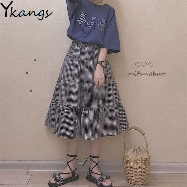 sweet stitching plaid cake long skirt women elastic high waist cute pleated skirt students vintage kawaii japanese streetwear 210619, Black
sweet stitching plaid cake long skirt women elastic high waist cute pleated skirt students vintage kawaii japanese streetwear 210619, Black