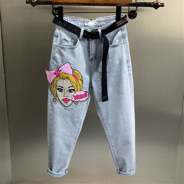 women's jeans cartoon beauty embroidery pants 2021 spring pattern denim female high-waist harem trousers h5gd, Blue
women's jeans cartoon beauty embroidery pants 2021 spring pattern denim female high-waist harem trousers h5gd, Blue
