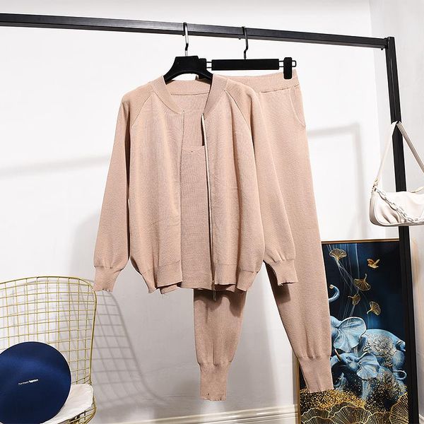 women's two piece pants spring black tracksuit women outfits knitted cardigan fashion chain sling vest + casual 3 set ladies h1632, White
women's two piece pants spring black tracksuit women outfits knitted cardigan fashion chain sling vest + casual 3 set ladies h1632, White