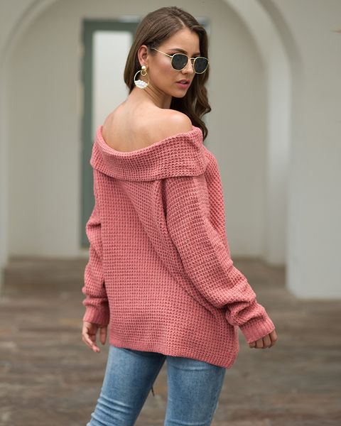 new arrival women off shoulder loose pullover long sleeve knit sweater jumper ladies casual fall, White;black
new arrival women off shoulder loose pullover long sleeve knit sweater jumper ladies casual fall, White;black
