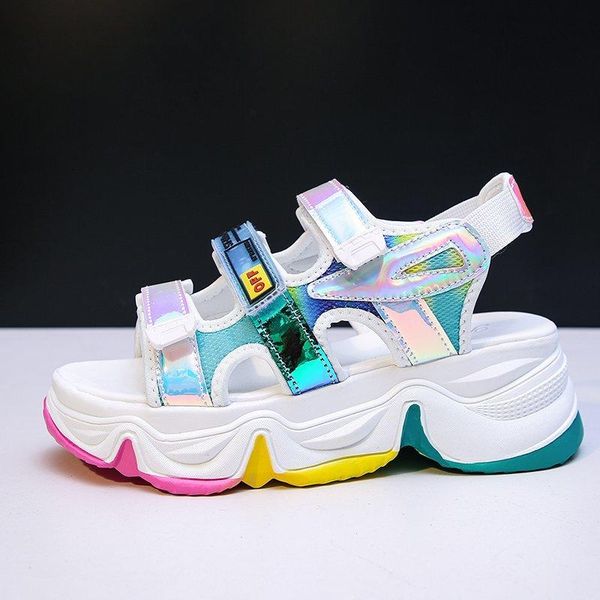 platform sandals female summer 2021 women thick bottom rainbow sole hook & loop shoe wedge with open toe shoes dress, Black
platform sandals female summer 2021 women thick bottom rainbow sole hook & loop shoe wedge with open toe shoes dress, Black