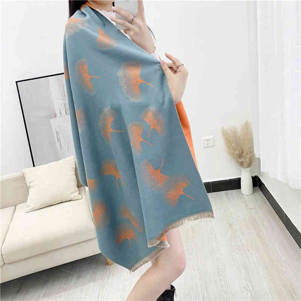 design scarf 2021 autumn and scarf female national style cashmere imitation ginkgo leaf warm shawl dual-purpose thickening, Blue;gray
design scarf 2021 autumn and scarf female national style cashmere imitation ginkgo leaf warm shawl dual-purpose thickening, Blue;gray