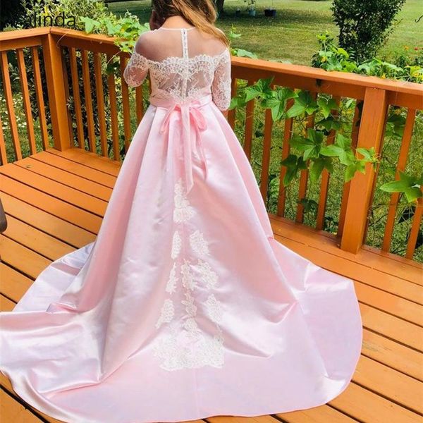 girl's dresses half sleeves pink flower girl with sash little princess formal pageant gowns birthday wear, Red;yellow
girl's dresses half sleeves pink flower girl with sash little princess formal pageant gowns birthday wear, Red;yellow