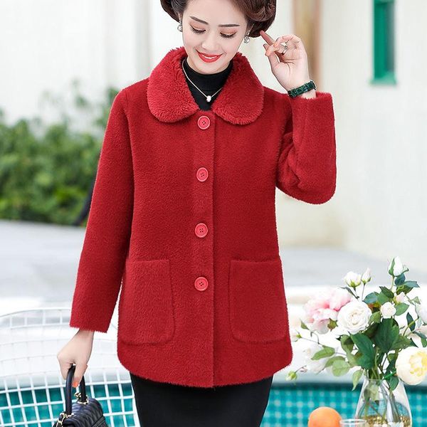 women's wool & blends autumn winter women coat middle-aged elderly jacket fashion female overcoat casual outwear mink fleece woolen r89, Black
women's wool & blends autumn winter women coat middle-aged elderly jacket fashion female overcoat casual outwear mink fleece woolen r89, Black