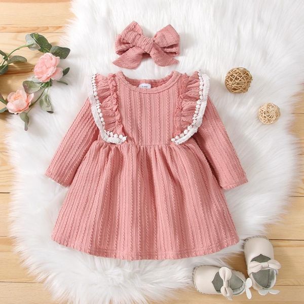 girl's dresses autumn little baby girls casual winter princess solid ruffle long sleeve knit dress+headband 2pcs cute infant clothes, Red;yellow
girl's dresses autumn little baby girls casual winter princess solid ruffle long sleeve knit dress+headband 2pcs cute infant clothes, Red;yellow
