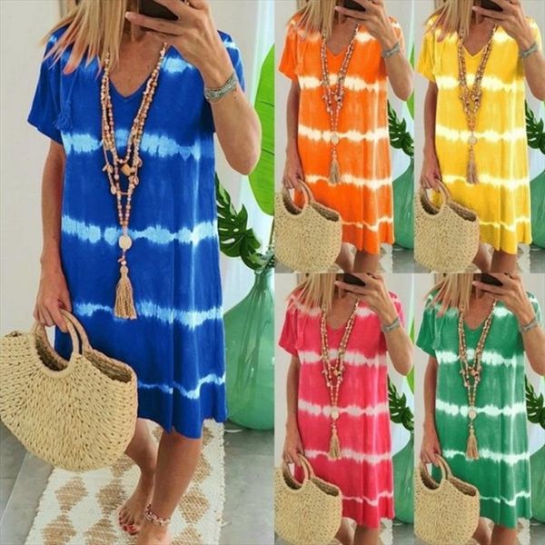 summer loose short sleeve striped womens dress printed knee length holiday casual streetwear vestidos, Black;gray
summer loose short sleeve striped womens dress printed knee length holiday casual streetwear vestidos, Black;gray