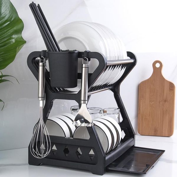 double-layer kitchen dish bowl draining storage rack basket with chopstick cage 37mf & organization
double-layer kitchen dish bowl draining storage rack basket with chopstick cage 37mf & organization