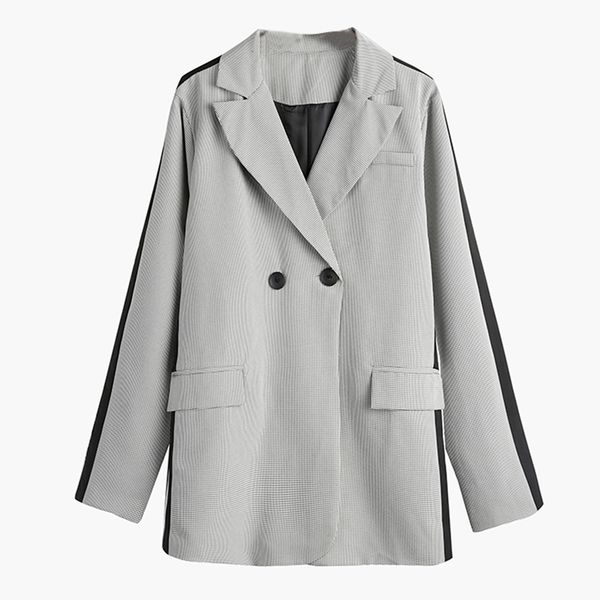 gary contrast color notch collar blazer long sleeve pocket casual suit coat c0145 210514, White;black
gary contrast color notch collar blazer long sleeve pocket casual suit coat c0145 210514, White;black