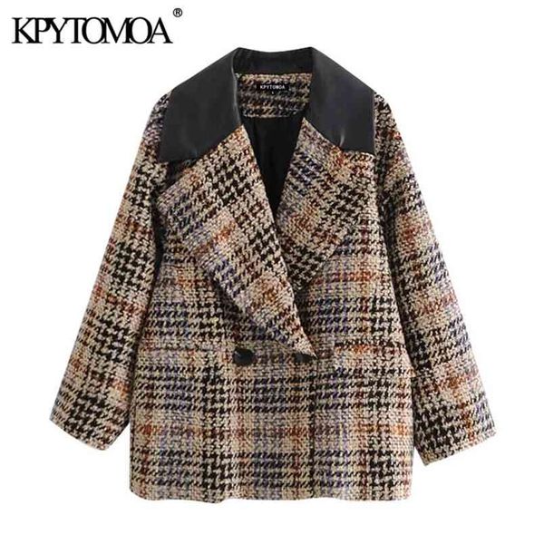 women fashion patchwork check loose tweed blazers coat long sleeve pockets female outerwear chic 210420, White;black
women fashion patchwork check loose tweed blazers coat long sleeve pockets female outerwear chic 210420, White;black