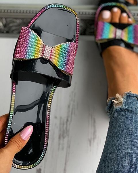 slippers summer trend cute women colorful crystal bowknot pattern flat sandals outdoor fashion jelly shoes beach shiny slides, Black
slippers summer trend cute women colorful crystal bowknot pattern flat sandals outdoor fashion jelly shoes beach shiny slides, Black
