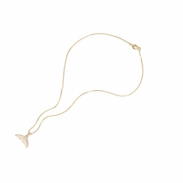 chains women necklace silver simple style micro diamond fishtail-shape