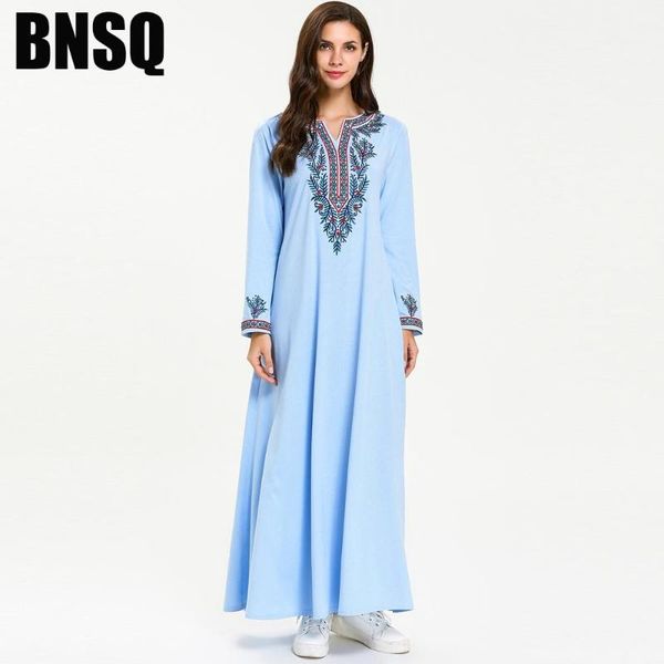 casual dresses wepbel full sleeve flower embroidered ethnic women long maxi large size dress fashion round neck muslim abaya, Black;gray 
casual dresses wepbel full sleeve flower embroidered ethnic women long maxi large size dress fashion round neck muslim abaya, Black;gray