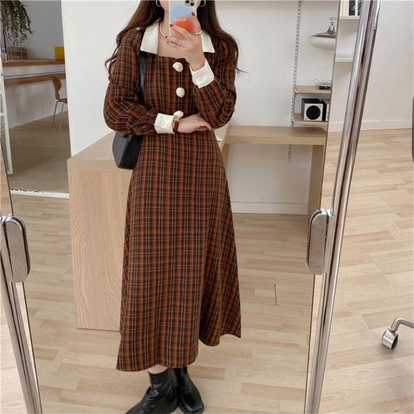 casual dresses ol women long dress plaid close waist slim elegant 2021 square collar office lady autumn chic robe vestidos for, Black;gray
casual dresses ol women long dress plaid close waist slim elegant 2021 square collar office lady autumn chic robe vestidos for, Black;gray