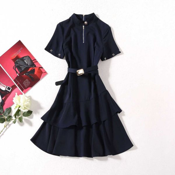 casual dresses european american and women's clothing summer style with short sleeves collar fashion frilly-dressed belts 5bdp, Black;gray
casual dresses european american and women's clothing summer style with short sleeves collar fashion frilly-dressed belts 5bdp, Black;gray