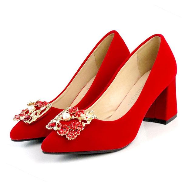 dress shoes suede wedding water drill accessories thick heel bride in the red wine, Black
dress shoes suede wedding water drill accessories thick heel bride in the red wine, Black