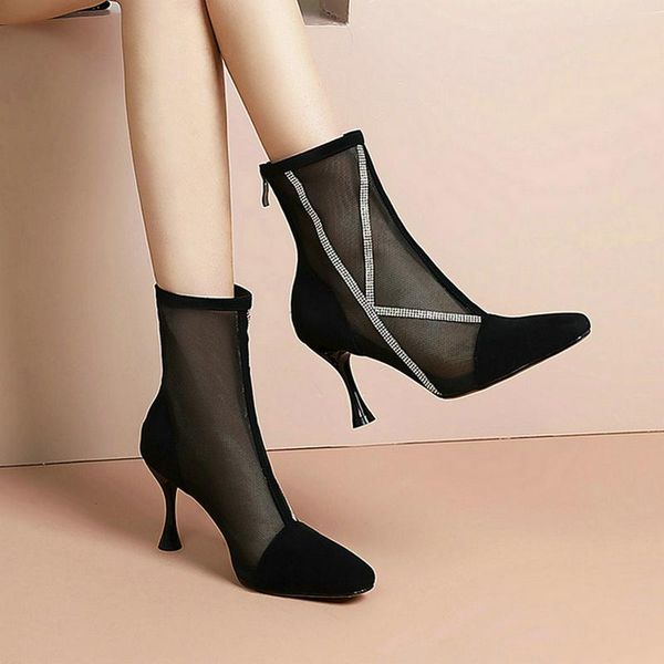 faux suede mesh women ankle boots fashion thin high heel square toe short summer dress women's shoes black
faux suede mesh women ankle boots fashion thin high heel square toe short summer dress women's shoes black