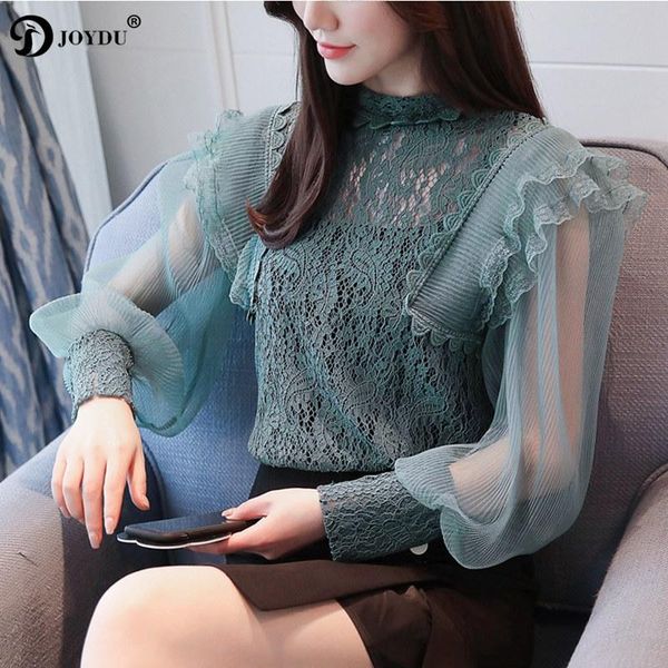 women's blouses & shirts joydu shirt 2021 korean fashion ruffles lace patchwork transparent lantern sleeve chic blouse plus size summer, White
women's blouses & shirts joydu shirt 2021 korean fashion ruffles lace patchwork transparent lantern sleeve chic blouse plus size summer, White