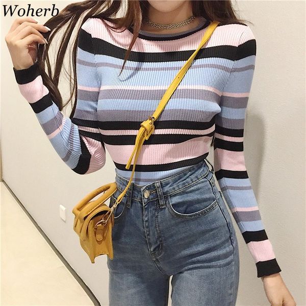 korean style striped sweater women elastic pullover o-neck sweaters female long sleeve knitted jumpers 22853 210519, White;black
korean style striped sweater women elastic pullover o-neck sweaters female long sleeve knitted jumpers 22853 210519, White;black