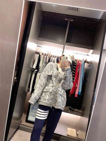 belt cardigan 9266 autumn winter new net red thickened wool blend pocket lace up, White
belt cardigan 9266 autumn winter new net red thickened wool blend pocket lace up, White