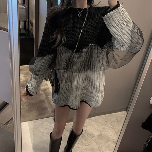 sweaters vintage color-hit patchwork mesh loose autumn sweet brief warm casual slender knitted pullovers basic sweaters, White;black
sweaters vintage color-hit patchwork mesh loose autumn sweet brief warm casual slender knitted pullovers basic sweaters, White;black