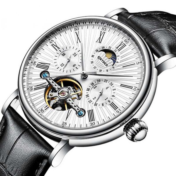 wristwatches 2021 business fashion tourbillon leather strap transparent waterproof mechanical watch ,men's, Slivery;brown
wristwatches 2021 business fashion tourbillon leather strap transparent waterproof mechanical watch ,men's, Slivery;brown