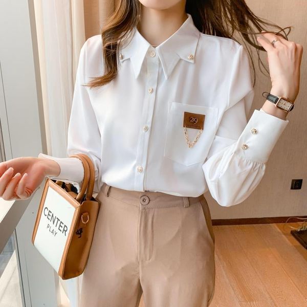 women's blouses & shirts professional white shirt women 's 2021 spring clothes retro young design sense niche chain pointed collar
women's blouses & shirts professional white shirt women 's 2021 spring clothes retro young design sense niche chain pointed collar