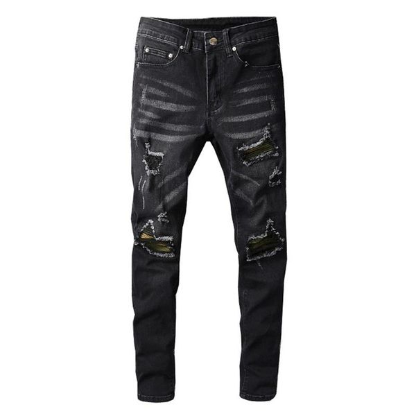 men's jeans streetwear black stretch denim biker slim skinny holes ripped pencil pants trousers high quality, Blue
men's jeans streetwear black stretch denim biker slim skinny holes ripped pencil pants trousers high quality, Blue