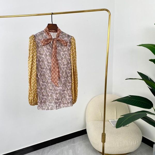 women's blouses & shirts ramie summer women fashion multi print self-tie collar long sleeve loose blouse, White
women's blouses & shirts ramie summer women fashion multi print self-tie collar long sleeve loose blouse, White