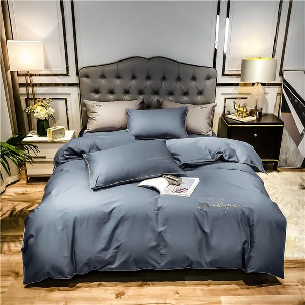 bedding sets four-piece simple cotton double household bed sheet quilt cover embroidered twill comfortable dark gray color
bedding sets four-piece simple cotton double household bed sheet quilt cover embroidered twill comfortable dark gray color