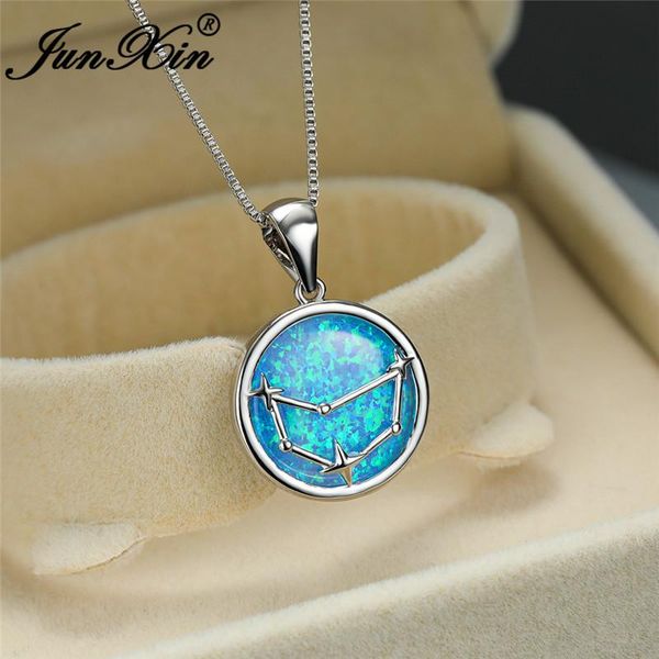 pendant necklaces 12 constellation blue fire opal for women white gold leo cancer virgo necklace round birthstone party jewelry, Silver
pendant necklaces 12 constellation blue fire opal for women white gold leo cancer virgo necklace round birthstone party jewelry, Silver