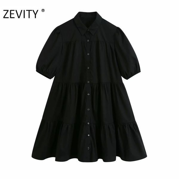 zevity women simply turn down collar solid black mini dress office lady pleats ruffles vestido chic casual loose dresses ds4418, Black;gray
zevity women simply turn down collar solid black mini dress office lady pleats ruffles vestido chic casual loose dresses ds4418, Black;gray