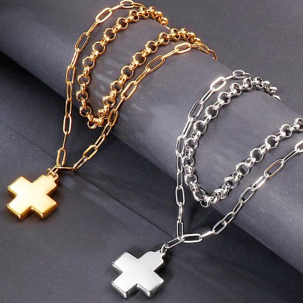 double layer chain cross pendant necklace for men women logo name engrave gold color stainless steel jewelry suppliers wholesale necklaces, Silver
double layer chain cross pendant necklace for men women logo name engrave gold color stainless steel jewelry suppliers wholesale necklaces, Silver