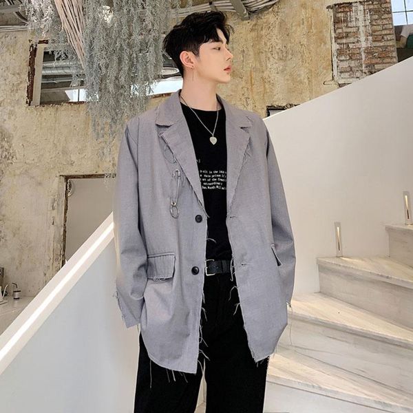 men's suits & blazers men metal pin loose casual coat vintage fashion male streetwear hip hop suit jacket outerwear, White;black
men's suits & blazers men metal pin loose casual coat vintage fashion male streetwear hip hop suit jacket outerwear, White;black