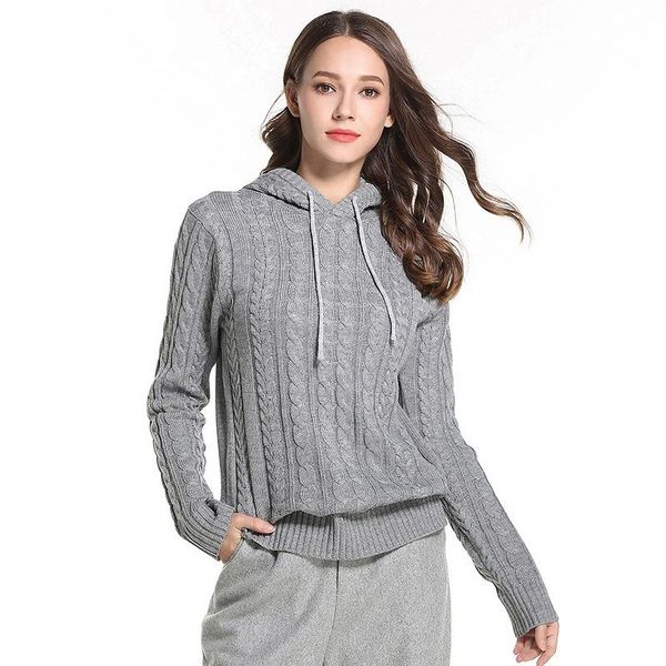 sweater women hooded 2021 europe and the united states fashion women's leisure knitting sweaters, White;black
sweater women hooded 2021 europe and the united states fashion women's leisure knitting sweaters, White;black
