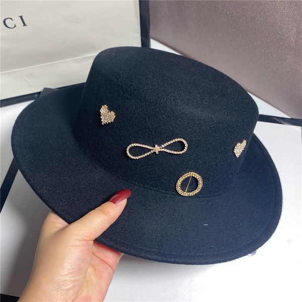 women's autumn and winter pure wool diamond british jazz french high end elegant hat, Yellow
women's autumn and winter pure wool diamond british jazz french high end elegant hat, Yellow