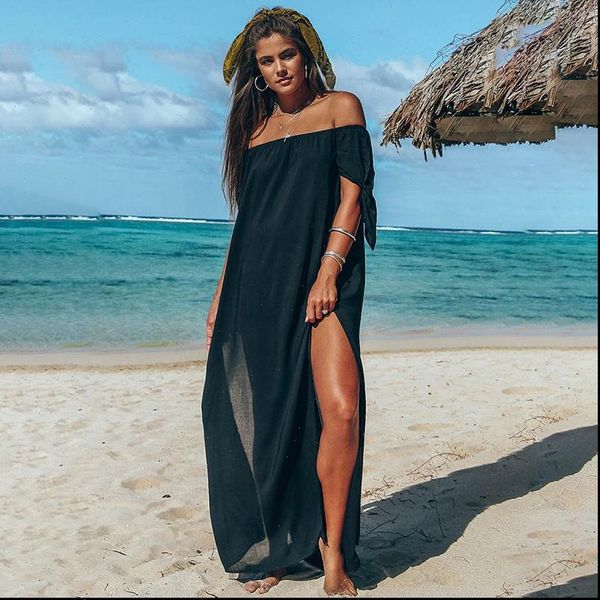 elegant womens dress summer beach off shoulder maxi women black loose holiday boho long dresses solid sundress vestidos, Black;gray
elegant womens dress summer beach off shoulder maxi women black loose holiday boho long dresses solid sundress vestidos, Black;gray
