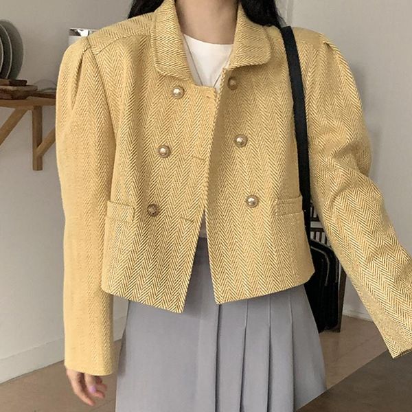 women's jackets korean chic short jacket coat autumn collar double breasted design loose diamond herringbone, Black;brown
women's jackets korean chic short jacket coat autumn collar double breasted design loose diamond herringbone, Black;brown